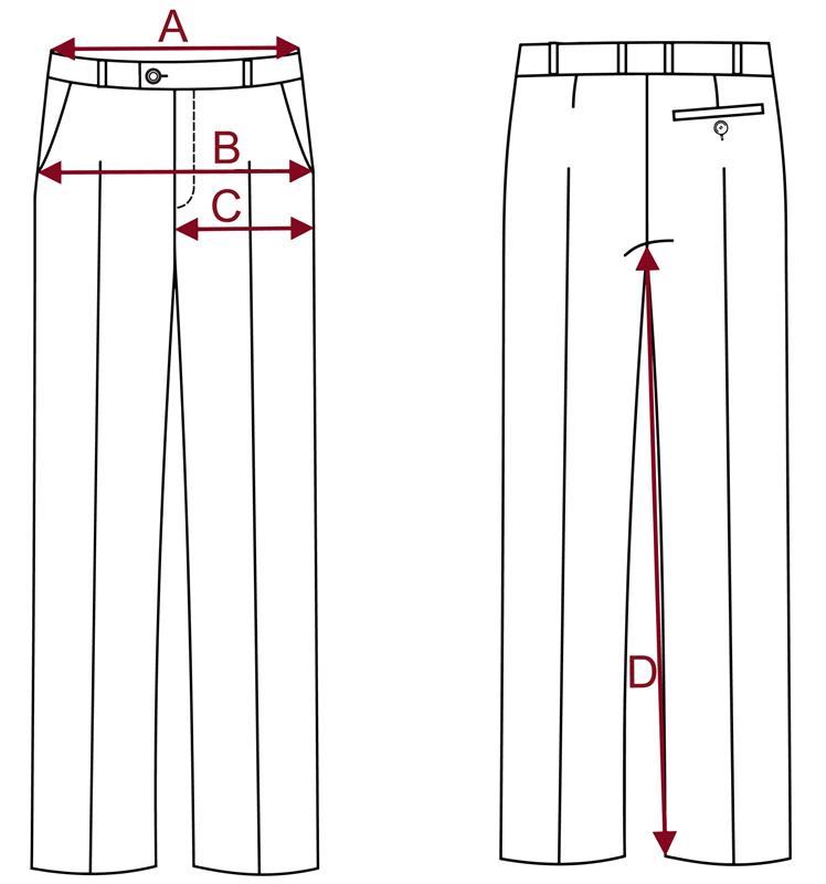 Rozměrová tabulka pánských kalhot STRAIGHT TAIRONI, PETRANO, PAULINO AW 22/23